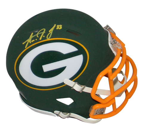 AARON JONES AUTOGRAPHED SIGNED GREEN BAY PACKERS AMP SPEED MINI HELMET JSA