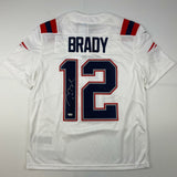 Autographed/Signed Tom Brady Patriots White Authentic Nike Jersey Fanatics COA