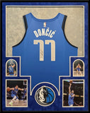 FRAMED IN SUEDE DALLAS MAVERICKS LUKA DONCIC AUTOGRAPHED JERSEY JSA COA