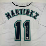 Autographed/Signed Edgar Martinez Seattle White Baseball Jersey JSA COA