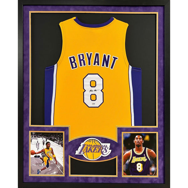 Kobe Bryant Autographed Signed Framed Yellow LA Lakers Jersey PSA/DNA