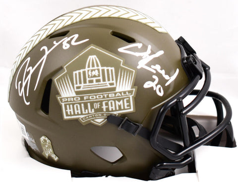 Ed Reed Ray Lewis Signed HOF Salute to Service Speed Mini Helmet-Beckett W Holo