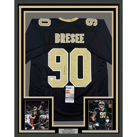 Framed Autographed/Signed Bryan Bresee 35x39 New Orleans Black Jersey JSA COA