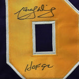 FRAMED Autographed/Signed MARCEL DIONNE HOF 92 33x42 LA Purple Jersey JSA COA