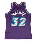 Karl Malone Autographed Utah Jazz M&N 1996 Purple Road Jersey Fanatics