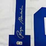 Autographed/Signed Roger Staubach Dallas White Football Jersey Beckett BAS COA