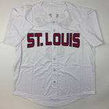 Autographed/Signed Yadier Molina St. Louis White Baseball Jersey Beckett BAS COA