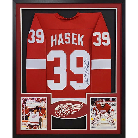 Dominik Hasek Autographed Signed Framed Detroit Red Wings Jersey JSA