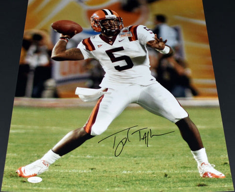 TYROD TAYLOR AUTOGRAPHED VIRGINIA TECH HOKIES 16x20 PHOTO JSA