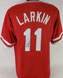 Barry Larkin Signed Cincinnati Reds Red Jersey (JSA COA) 12xAll Star Shortstop