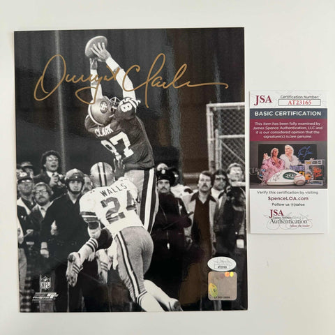 Autographed/Signed Dwight Clark San Francisco 49ers 8x10 Football Photo JSA COA