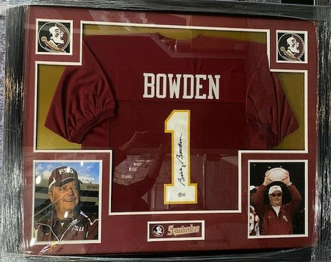 Bobby Bowden Signed Florida State Seminole 35x43 Framed Jersey (Beckett) Coach