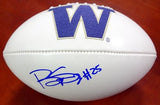 BISHOP SANKEY AUTOGRAPHED WHITE LOGO FOOTBALL WASHINGTON HUSKIES MCS HOLO 73077