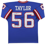 Giants Lawrence Taylor "2x Insc" Signed 1990 Blue M&N TB Authentic Jersey BAS