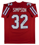 O.J. Simpson "HOF 85" Authentic Signed Red Pro Style Jersey JSA Witness