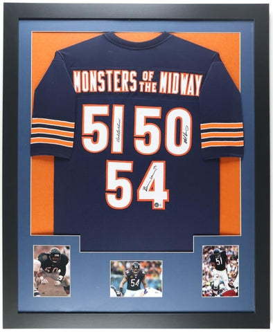 Framed Dick Butkus Chicago Bears Autographed Mitchell & Ness Navy