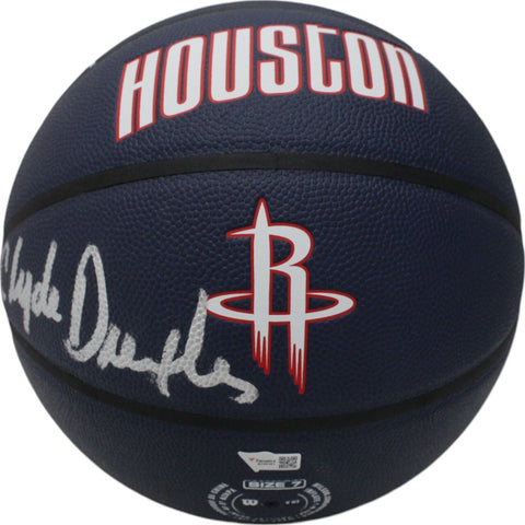 Clyde Drexler Autographed/Signed Houston Rockets Basketball Beckett 47184