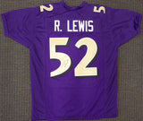 BALTIMORE RAVENS RAY LEWIS AUTOGRAPHED SIGNED PURPLE JERSEY JSA STOCK #193495