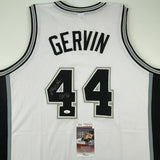 Autographed/Signed GEORGE GERVIN HOF 96 San Antonio White Jersey JSA COA Auto