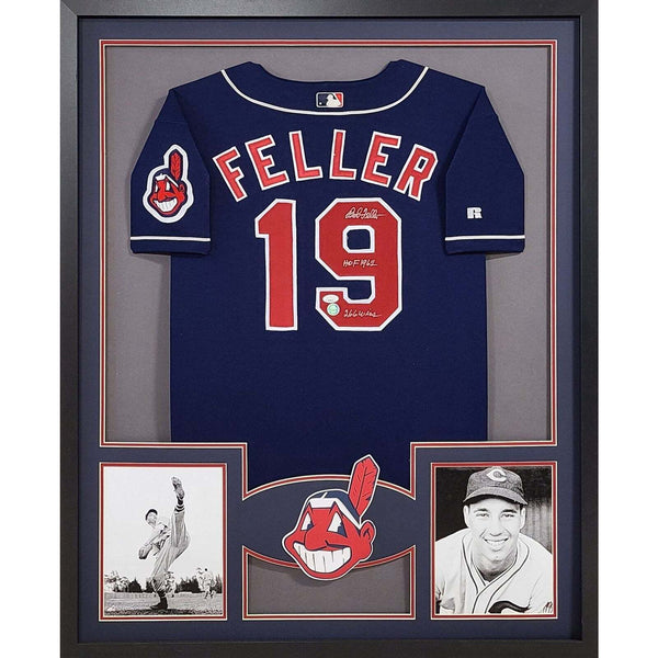 Bob Feller Autographed Signed Framed Cleveland Indians Jersey JSA