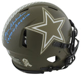 Roger Staubach "CA" Signed Salute To Service F/S Speed Proline Helmet BAS Wit