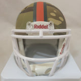 JIM KELLY SIGNED MIAMI HURRICANES CAMO SPEED MINI HELMET BECKETT QR