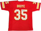 KANSAS CITY CHIEFS CHRISTIAN OKOYE AUTOGRAPHED RED JERSEY JSA STOCK #234521