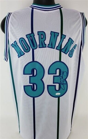 Alonzo Mourning Signed Charlotte Hornets Jersey (JSA COA) 7xNBA All-Star Center