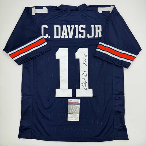 Autographed/Signed Chris Davis Jr. Auburn Blue College Football Jersey JSA COA