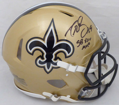 DREW BREES AUTOGRAPHED SAINTS FULL SIZE AUTH SPEED HELMET SB MVP BECKETT 191125