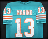 MIAMI DOLPHINS DAN MARINO AUTOGRAPHED FRAMED TEAL JERSEY BECKETT BAS 230180