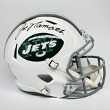 JOE NAMATH AUTOGRAPHED SIGNED WHITE NEW YORK JETS FS REPLICA HELMET BECKETT