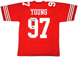 49ERS BRYANT YOUNG AUTOGRAPHED SIGNED RED JERSEY "HOF 22" BECKETT WITNESS 218751