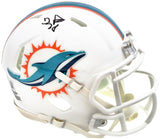 DE'VON ACHANE AUTOGRAPHED DOLPHINS WHITE MINI HELMET BECKETT WITNESS 221545