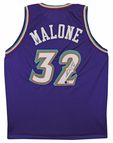 Karl Malone Authentic Signed Purple Pro Style Jersey Autographed BAS Witnessed