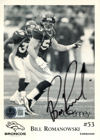 Bill Romanowski Signed Denver Broncos 5x7 JcPenny Ad Beckett 45102