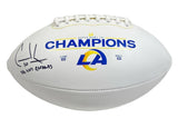 COOPER KUPP Autographed "SB LVI Champs" Rams White Panel Football FANATICS