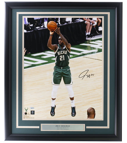 Jrue Holiday Signed Framed Milwaukee Bucks 16x20 Photo Fanatics