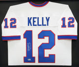 BUFFALO BILLS JIM KELLY AUTOGRAPHED FRAMED WHITE JERSEY BECKETT WITNESS 210984