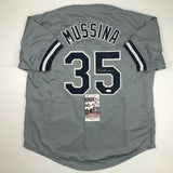 Autographed/Signed MIKE MUSSINA New York Grey Baseball Jersey JSA COA Auto