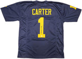 MICHIGAN WOLVERINES ANTHONY CARTER AUTOGRAPHED BLUE JERSEY JSA STOCK #234504