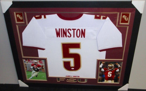 Jameis Winston Signed Florida State Seminoles 35x43 Custom Framed Jersey /JSA