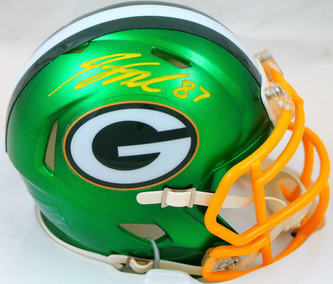 Jordy Nelson Autographed Green Bay Packers Flash Speed Mini Helmet-BeckettW Holo