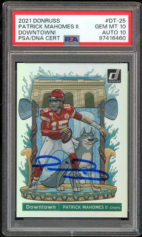 2021 Panini Donruss Downtown Patrick Mahomes PSA 10/10 Auto GEM MINT Pop 1