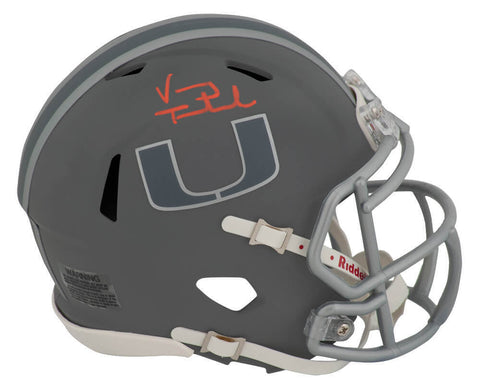 Vinny Testaverde Signed Miami SLATE Riddell Speed Mini Helmet - (SCHWARTZ COA)