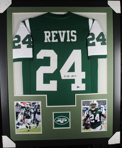 DARRELLE REVIS (Jets green TOWER) Signed Autographed Framed Jersey Beckett