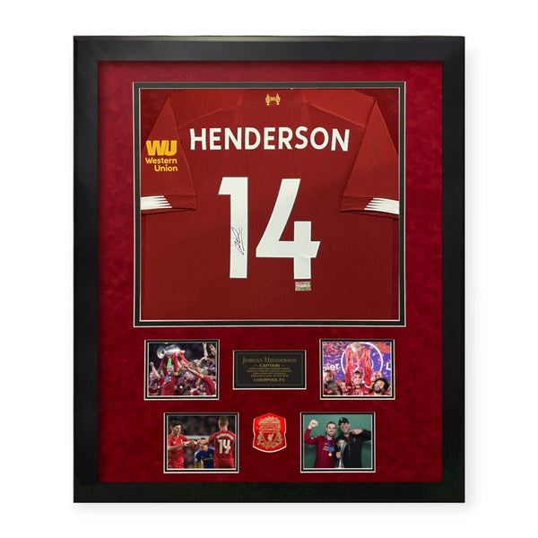 Jordan Henderson Liverpool FC Autographed Jersey Framed to 37x45 Icons