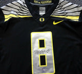 OREGON DUCKS MARCUS MARIOTA AUTOGRAPHED BLACK NIKE JERSEY SIZE L MM HOLO 87163