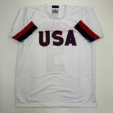 Autographed/Signed Mia Hamm White Team United States World Cup Jersey BAS COA