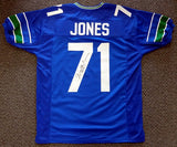 SEATTLE SEAHAWKS WALTER JONES AUTOGRAPHED BLUE JERSEY "HOF '14" MCS HOLO 72404